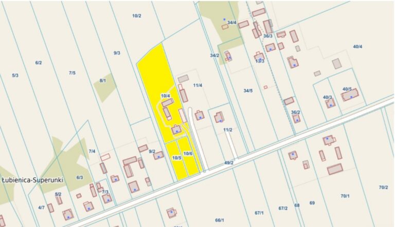 Licytacja nieruchomości: nieruchomość gruntowa zabudowana działki / siedlisko : 10/4, 10/5, 10/6 Łubienica Superunki, Pokrzywnica o pow. 0,9056 ha